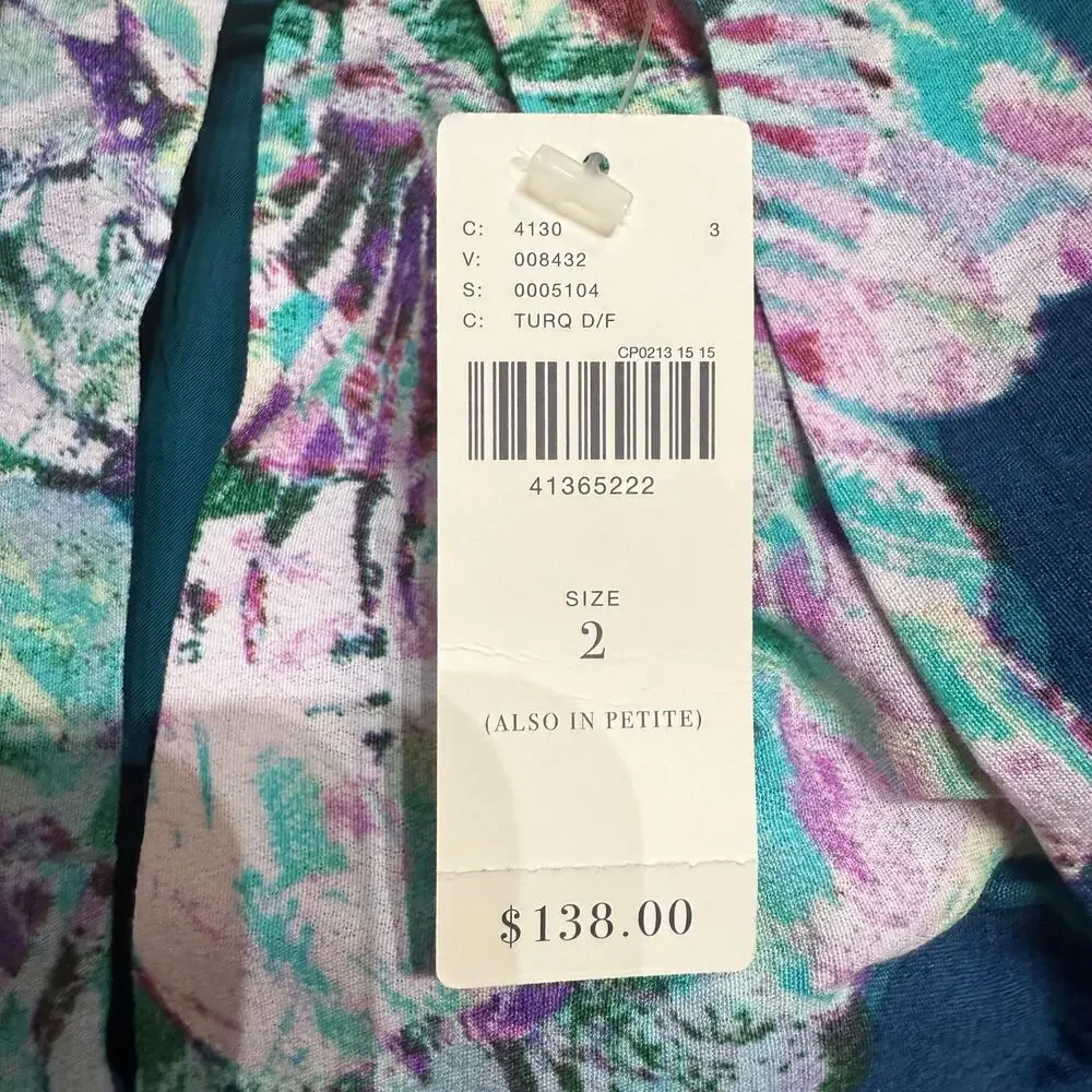 Anthropologie  Maeve Teal Elia Cold Shoulder Floral Mini Dress Sz 2 NWT - Picture 9 of 15